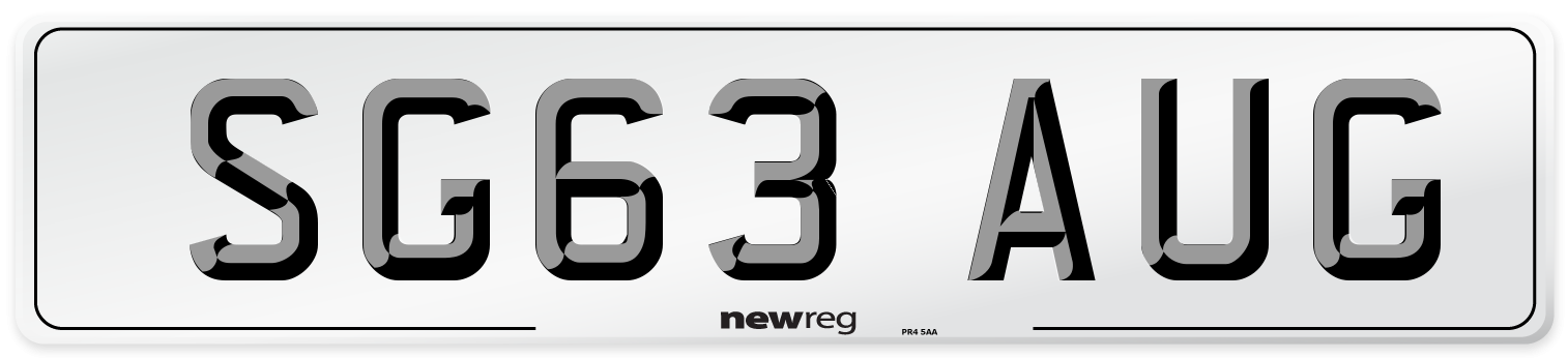 SG63 AUG Number Plate from New Reg